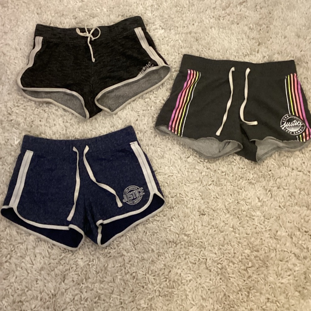Justice Kids Shorts Trio - Black, Gray, and Blue